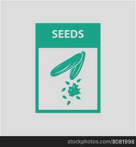 Seed pack icon. Gray background with green. Vector illustration.