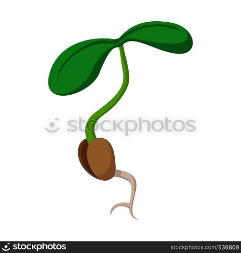 Seed sprout icon in cartoon style isolated on white background. Sprout icon, cartoon style