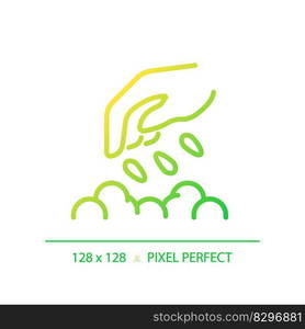 Replanting gradient linear vector icon. Transplanting seedling. Moving