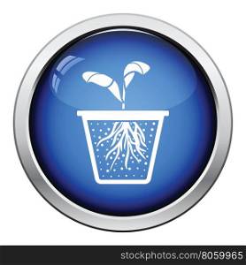 Seedling icon. Glossy button design. Vector illustration.