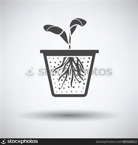 Seedling icon on gray background with round shadow. Vector illustration.