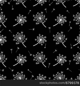 Seeds and dandelions seamless pattern. Monochromic seeds and dandelions seamless pattern vector illustration