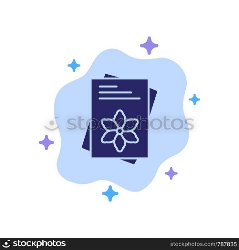 Seeds, File, Flower, Spring Blue Icon on Abstract Cloud Background