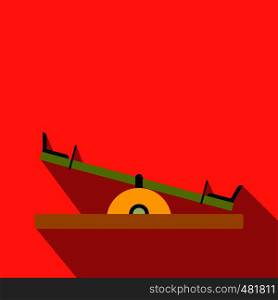 Seesaw flat icon on a red background. Seesaw flat icon