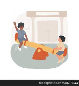 Seesaw isolated cartoon vector illustration. Kids balancing on a seesaw, recess fun, playground facility, free time, outdoor activity, riding together, elementary school vector cartoon.. Seesaw isolated cartoon vector illustration.