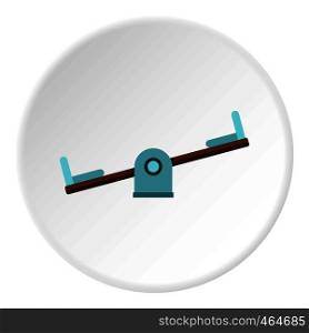 Seesaw on a playground icon in flat circle isolated vector illustration for web. Seesaw on a playground icon circle