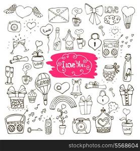 Sef of love doodle icons vector illustration isolated