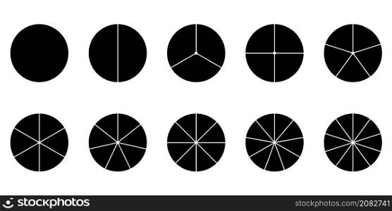 Segment circle graph icon set 1-10