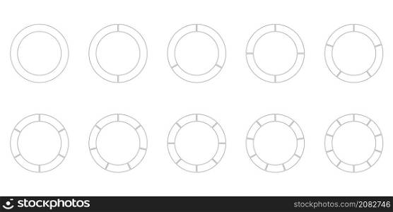 Segment circle graph icon set 1-10