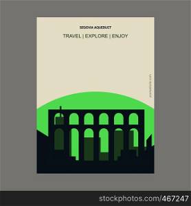 Segovia Aqueduct, Spain Vintage Style Landmark Poster Template
