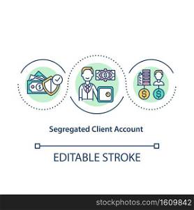 Segregated client account concept icon. Funds security. Separate company bank account. Asset management idea thin line illustration. Vector isolated outline RGB color drawing. Editable stroke. Segregated client account concept icon