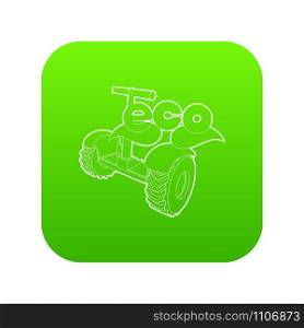 Segway icon green vector isolated on white background. Segway icon green vector