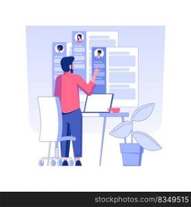 Select candidates isolated concept vector illustration. HR manager creates short list from suitable candidates, human resources, headhunting agency, employee wanted vector concept.. Select candidates isolated concept vector illustration.