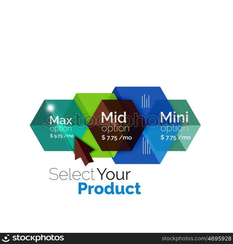 Select product template. Vector background for business brochure or flyer, presentation and web design navigation layout