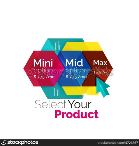 Select product template. Vector background for business brochure or flyer, presentation and web design navigation layout