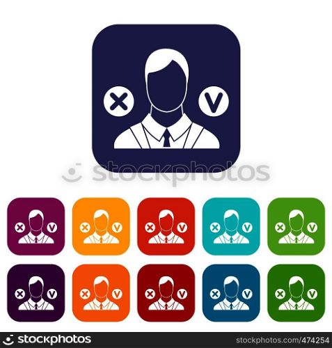Selection icons set vector illustration in flat style In colors red, blue, green and other. Selection icons set
