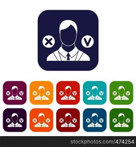 Selection icons set vector illustration in flat style In colors red, blue, green and other. Selection icons set