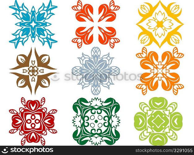 Selection of colour abstract symbols