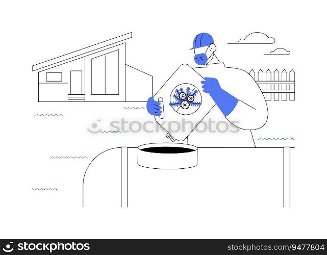 Selective herbicides abstract concept vector illustration. Farmer in protective suit controls weed species, selective herbicides usage, agricultural sector, chemical weed killer abstract metaphor.. Selective herbicides abstract concept vector illustration.