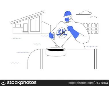 Selective herbicides abstract concept vector illustration. Farmer in protective suit controls weed species, selective herbicides usage, agricultural sector, chemical weed killer abstract metaphor.. Selective herbicides abstract concept vector illustration.