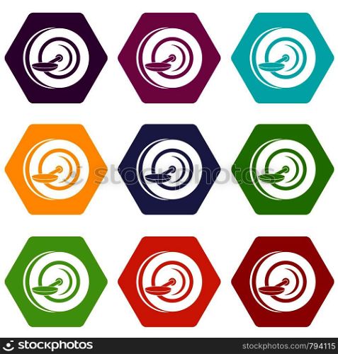 Self balancing wheel icon set many color hexahedron isolated on white vector illustration. Self balancing wheel icon set color hexahedron