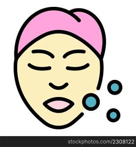 Self care woman face icon. Outline self care woman face vector icon color flat isolated. Self care woman face icon color outline vector