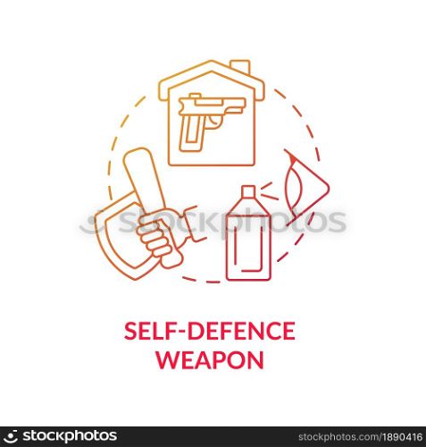 Self defence weapon blue gradient concept icon. Personal protection abstract idea thin line illustration. Pepper spray and taser. Non lethal weapon. Vector isolated outline color drawing.. Self defence weapon blue gradient concept icon