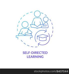 Self-directed learning blue gradient concept icon. Child development basic abstract idea thin line illustration. Intrinsic motivation. Isolated outline drawing. Myriad Pro-Bold font used. Self-directed learning blue gradient concept icon