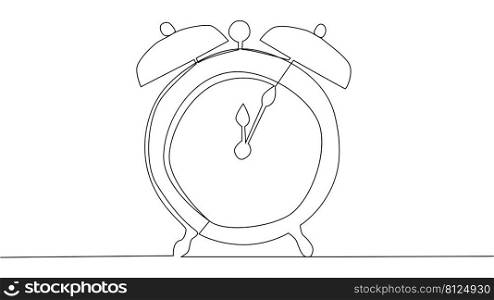 self drawing of single continuous line alarm clock. Minimalism. Full length one line animation illustration. self drawing of single continuous line alarm clock. Full length one line animation illustration