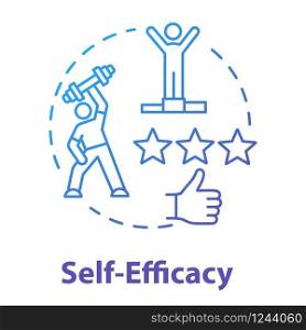 Self efficacy concept icon. Personal potential realization. Professional training. Movement to goal idea thin line illustration. Vector isolated outline RGB color drawing