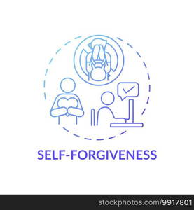 Self-forgiveness concept icon. Fighting procrastination idea thin line illustration. Positive attitude. Empathy and kindness. Emotional well-being. Vector isolated outline RGB color drawing. Self-forgiveness concept icon