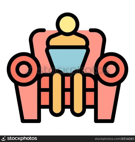 Self isolation icon outline vector. Home people. House corona color flat. Self isolation icon vector flat