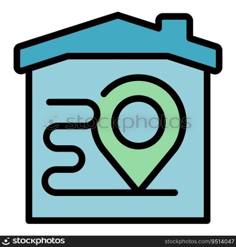 Self isolation location icon outline vector. Online quarantine. Social stay color flat. Self isolation location icon vector flat