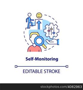 Self monitoring concept icon. Control your condition. PTSD coping strategy abstract idea thin line illustration. Isolated outline drawing. Editable stroke. Arial, Myriad Pro-Bold fonts used. Self monitoring concept icon