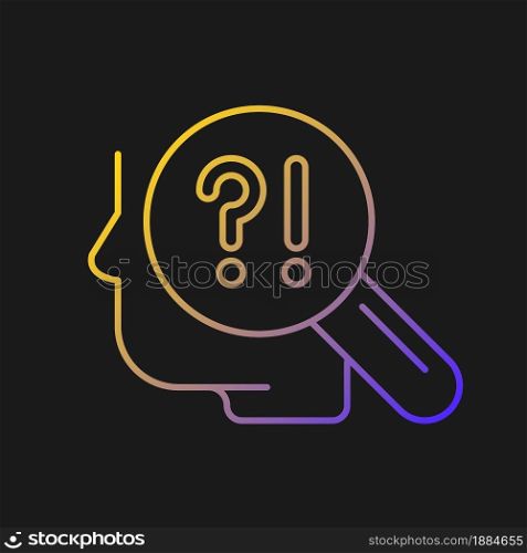 Self monitoring vector icon for dark theme. Gather attention and approval. Adapt in any situation. Manage emotions. Thin line color symbol. Modern style pictogram. Vector isolated outline drawing. Self monitoring vector icon for dark theme