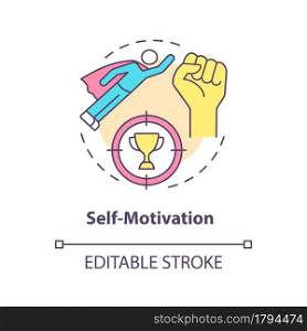 Self motivation concept icon. Personal development. Achievement in work and business. Startup launch abstract idea thin line illustration. Vector isolated outline color drawing. Editable stroke. Self motivation concept icon