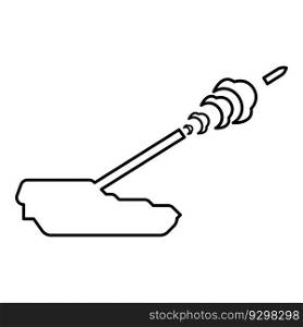 Self-propelled howitzer artillery system archer shoots projectile shell contour outline line icon black color vector illustration image thin flat style simple. Self-propelled howitzer artillery system archer shoots projectile shell contour outline line icon black color vector illustration image thin flat style