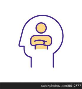 Self sabotage RGB color icon. Actively or passively take steps to prevent ourselves from reaching our goals. Behaviour that lowers our self confidence. Isolated vector illustration  . Self sabotage RGB color icon