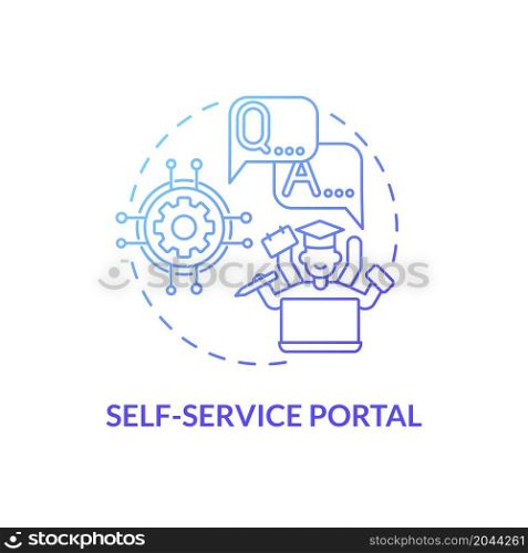 Self-service portal blue gradient concept icon. Public informational database. Technical support service abstract idea thin line illustration. Vector isolated outline color drawing. Self-service portal blue gradient concept icon