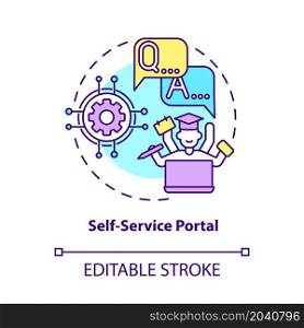 Self-service portal concept icon. Public informational database. Technical support service abstract idea thin line illustration. Vector isolated outline color drawing. Editable stroke. Self-service portal concept icon