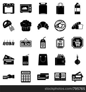 Self-service shop icons set. Simple set of 25 self-service shop vector icons for web isolated on white background. Self-service shop icons set, simple style