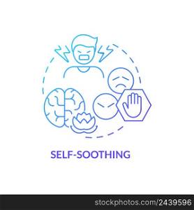 Self soothing blue gradient concept icon. Changing mood and condition. PTSD coping strategy abstract idea thin line illustration. Isolated outline drawing. Myriad Pro-Bold font used. Self soothing blue gradient concept icon