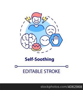 Self soothing concept icon. Changing mood and condition. PTSD coping strategy abstract idea thin line illustration. Isolated outline drawing. Editable stroke. Arial, Myriad Pro-Bold fonts used. Self soothing concept icon