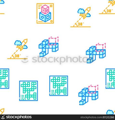 Self Study Lessons Vector Seamless Pattern Color Line Illustration. Self Study Lessons Vector Seamless Pattern