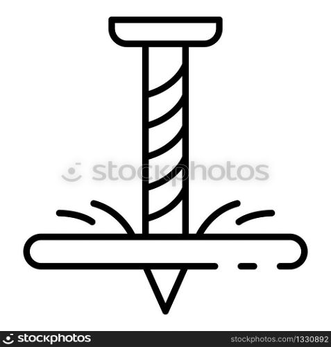 Self-tapping screw icon. Outline self-tapping screw vector icon for web design isolated on white background. Self-tapping screw icon, outline style
