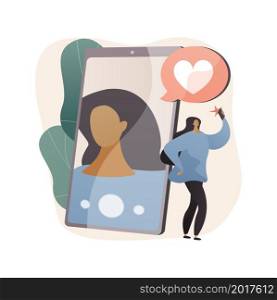 Selfie abstract concept vector illustration. Selfie culture, social network activity, blog popularity, smartphone addiction, digital camera, show and share your personality abstract metaphor.. Selfie abstract concept vector illustration.