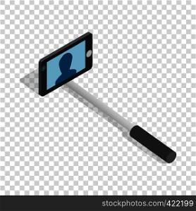 Selfie monopod stick isometric icon 3d on a transparent background vector illustration. Selfie monopod stick isometric icon