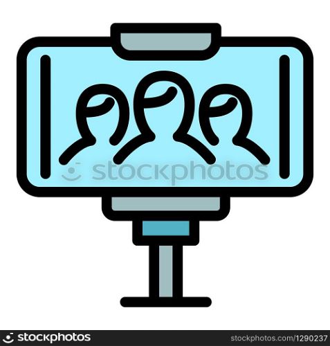 Selfie stick icon. Outline selfie stick vector icon for web design isolated on white background. Selfie stick icon, outline style