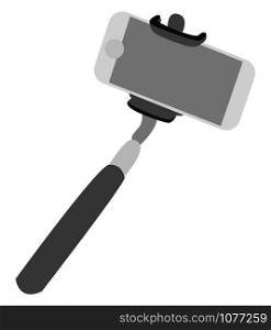 Selfie stick, illustration, vector on white background.