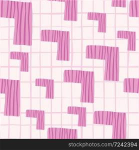 Semaless pattern with pink lined corners. White background with lilac lines. Abstract colorful texture for textile, kids clothes, wrapping paper, wallpaper. Vector illustration.. Semaless pattern with pink lined corners. White background with lilac lines. Abstract colorful texture for textile